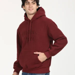 Men's Brand Logo Maroon Hooded Sweatshirt