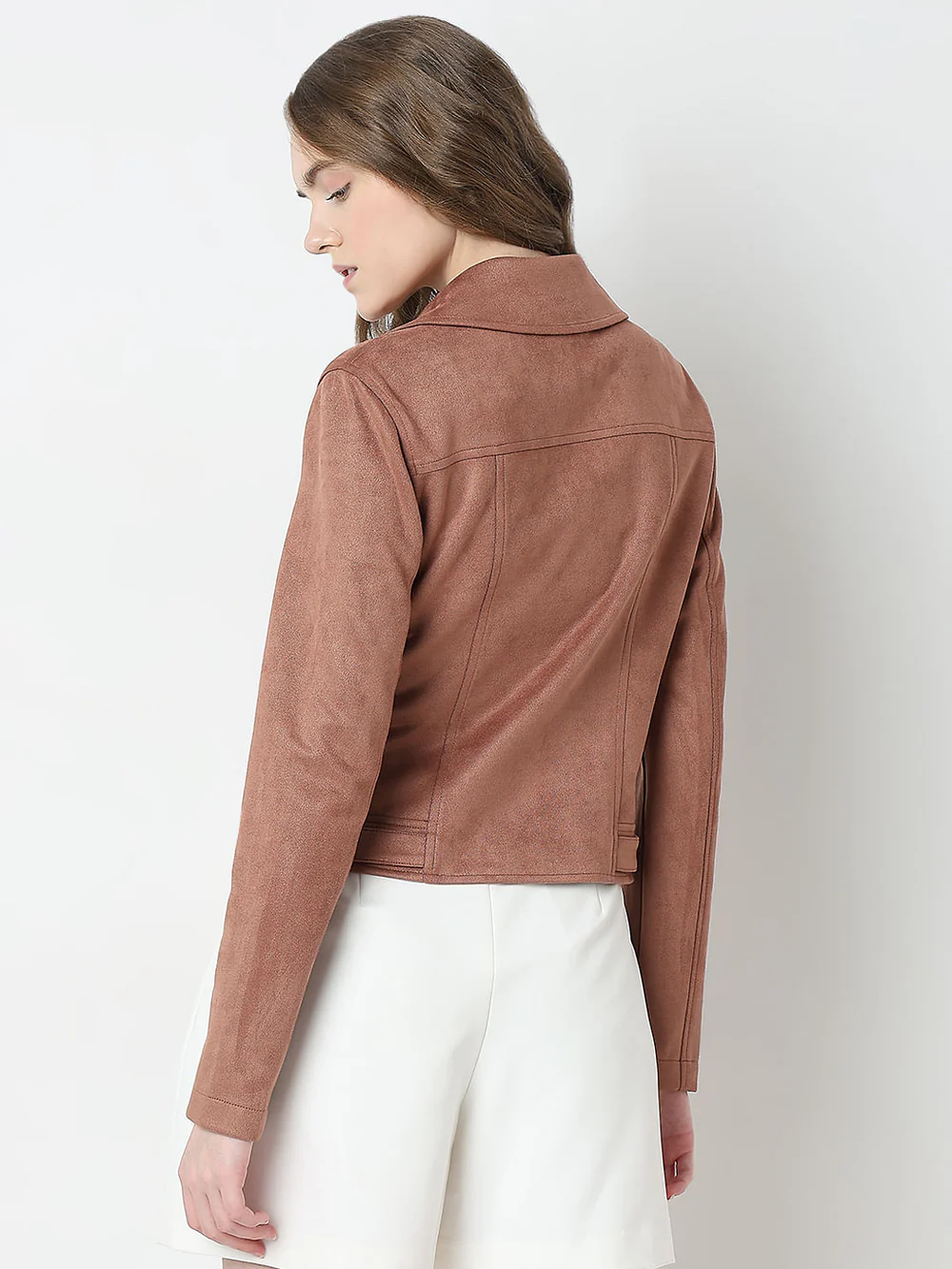 LIGHT BROWN BIKER JACKET - Image 3