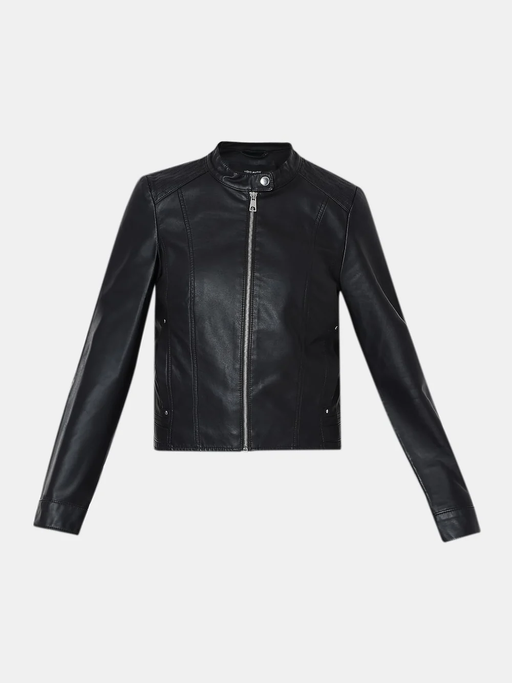 BLACK FAUX LEATHER BIKER JACKET - Image 3