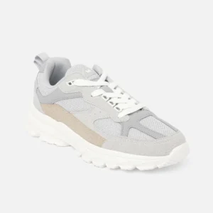 WHITE LACE-UP CHUNKY SNEAKERS