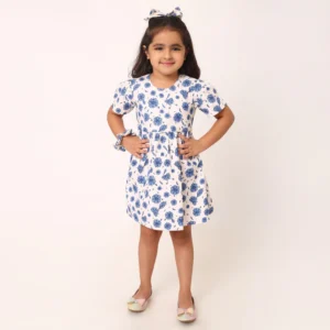 Cotton Emma Dress - Blue Floral