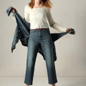 BLUE HIGH RISE WIDE LEG JEANS