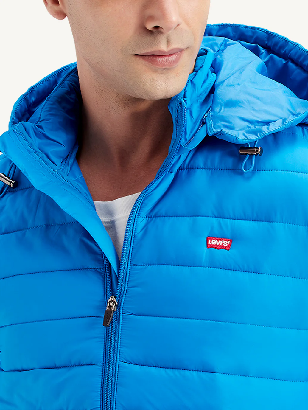 Men's Quilted Blue Hooded Puffer Jacket - Image 2