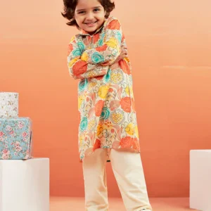 Boys' Multicolour Kurta And Pyjama Set