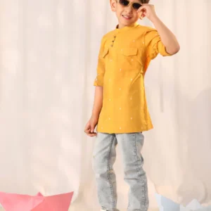 Boys' Mustard Ethnic Shirt