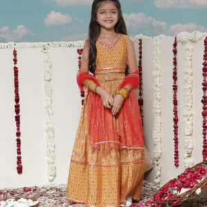 Girls' Floral Printed Lehenga Choli With Dupatta