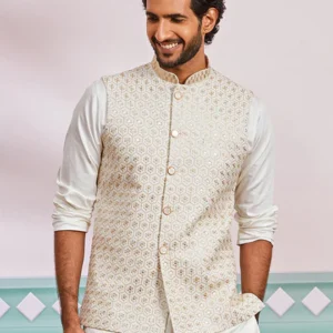 Men's Off White - Nehru Jacket