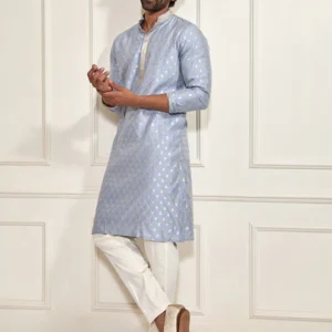 Men's Aqua Silk Blend Kurta Pyjama Set