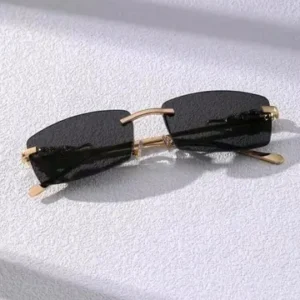 Women Gold Metal Rectangular , UV Protected Sunglasses (Pack of 1)